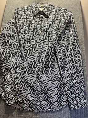 J. Crew Navy and White Floral Button-Down Shirt
